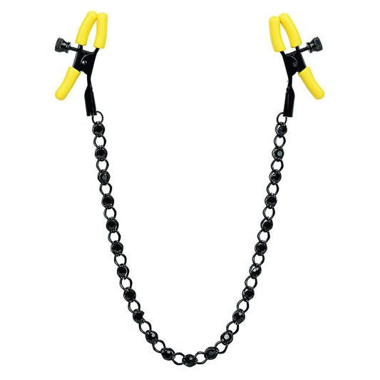 CalExotics Boundless Nipple Teasers offer adjustable clamps, soft silicone pads, a sensual crystal-inlaid chain, and body-safe design for heightened teasing pleasure.1