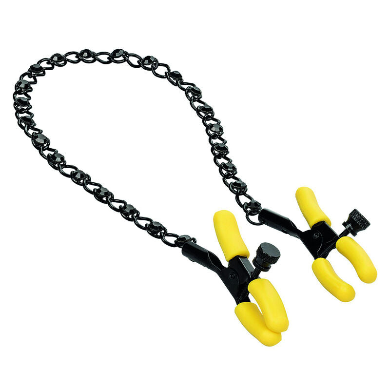 CalExotics Boundless Nipple Teasers offer adjustable clamps, soft silicone pads, a sensual crystal-inlaid chain, and body-safe design for heightened teasing pleasure.23